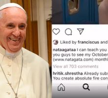 ¡Lo pillaron! Se le escapó un supuesto like al Papa Francisco en foto de una modelo