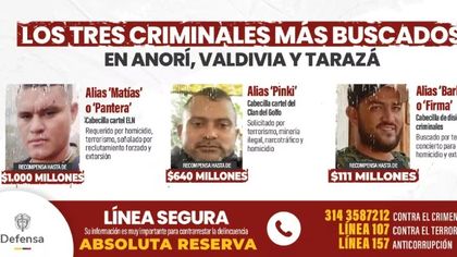 Imagen de Ministerio de Defensa publicó cartel de los más buscados por violencia en Antioquia