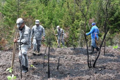 Imagen de CACOM5 participó en la reforestación de una zona afectada por un incendio en Rionegro