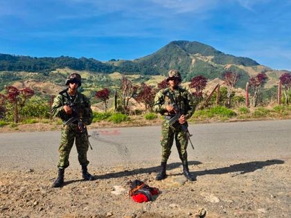 Imagen de  Fuerzas Militares descartan explosivos tras retirar bandera y grafiti en vía hacia La Unión