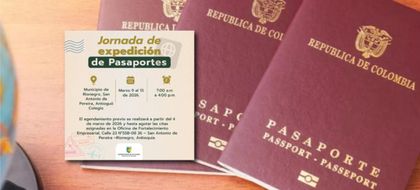 Imagen de  San Antonio de Pereira tendrá jornadas de expedición de pasaportes del 9 al 13 de marzo