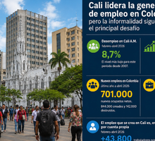 Cali lidera la generación de empleo en Colombia