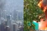 Imagen de En videos: incendio en el barrio Boston, en Medellín, cerca del parque principal