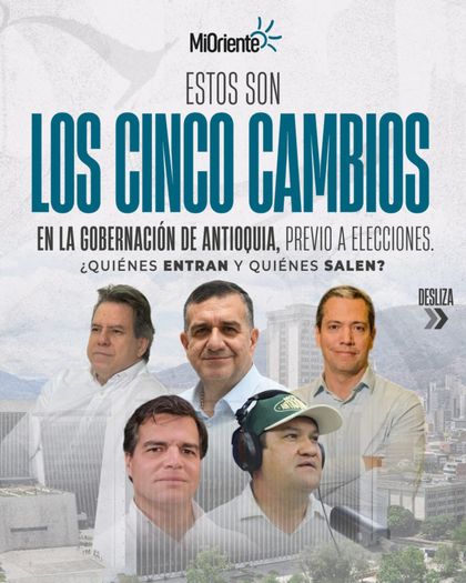 Imagen de  Estos son los cinco cambios en la Gobernación de Antioquia, previo a elecciones. ¿Quiénes entran y quiénes salen?