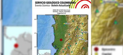 Imagen de Cuatro sismos superiores a magnitud 4 sacudieron el Chocó en poco más de una hora