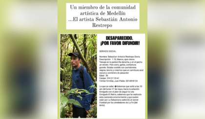 Imagen de  Después de una semana, organismos de socorro siguen buscando a Sebastián Restrepo