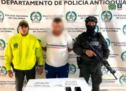 Imagen de A la cárcel alias Montiel, jefe de sicarios del Clan del Golfo en Antioquia