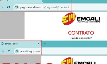 EMCALI advierte sobre sitio web falso que suplanta su imagen y ofrece pagos en línea ilegales
