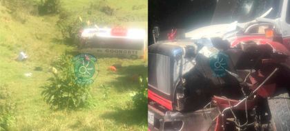 Imagen de  Bus chocó con una volqueta y rodó por una pendiente en la vía Granada-San Carlos: 15 personas heridas