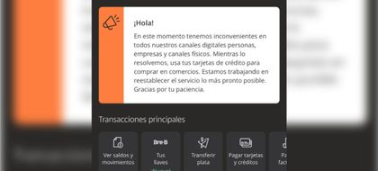 Imagen de Usuarios de Bancolombia y Nequi reportan nuevamente fallas masivas en los servicios digitales