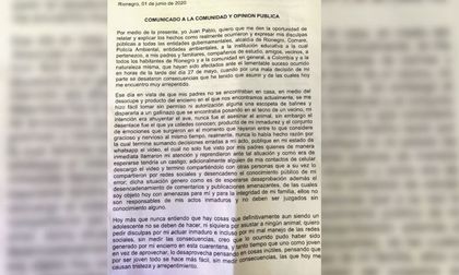 Imagen de  ¡Pidió perdón! La carta del joven rionegrero que mató a un gallinazo