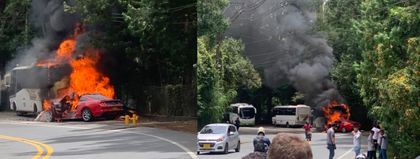 Imagen de Cierre total en la vía Don Diego-Rionegro por accidente que terminó en incendio