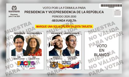 Listo el tarjetón para la segunda vuelta, Registraduría presentó la tarjeta electoral que usarán los colombianos el próximo 21 de junio