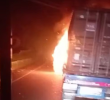 Incineran  tractocamión en la vía Buga -Buenaventura