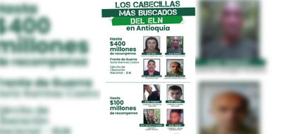 Imagen de Estos son los cabecillas del ELN más buscados en Antioquia; ofrecen millonaria recompensa por información que permita su captura