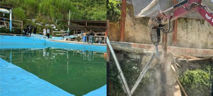 Imagen de  En cerro de Medellín desviaron quebrada, construyeron “amanecederos” y piscinas ilegales. Autoridades lo demolieron