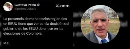 Imagen de  “Nos debemos a los electores”: Rendón responde a trino presidencial y ratifica su agenda en EE. UU.