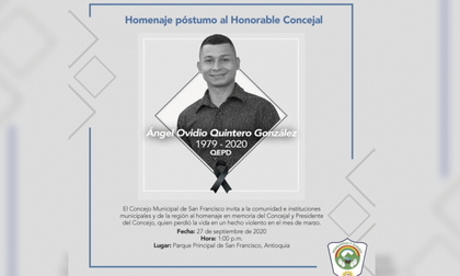 Imagen de  Rendirán homenaje póstumo a concejal asesinado en San Francisco