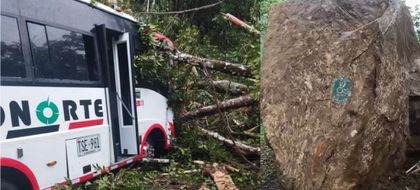 Imagen de  En video: Gran roca cayó en la autopista Medellín-Bogotá, jurisdicción de San Luis, la vía está cerrada