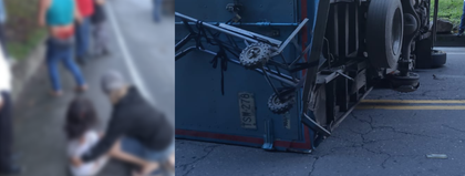 Imagen de Vehículo se volcó en San Luis: adulto y menor de edad salieron expulsados a la vía