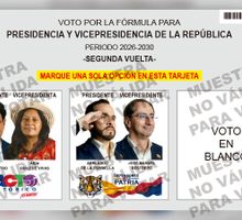 Listo el tarjetón para la segunda vuelta, Registraduría presentó la tarjeta electoral que usarán los colombianos el próximo 21 de junio