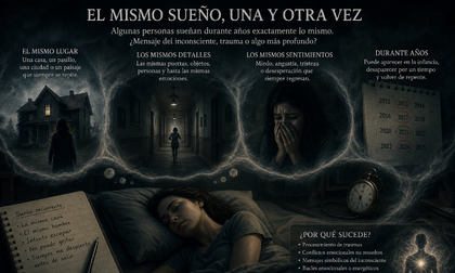 Algunas personas llevan años soñando exactamente lo mismo: la misma casa, la misma persecución, el mismo accidente o la misma sensación de peligro. ¿Por qué ocurre?