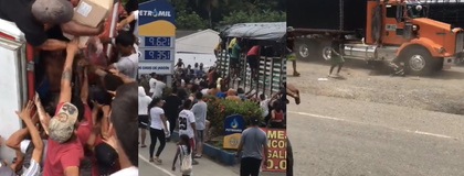 Imagen de  ¡Comenzaron los saqueos! Vándalos robaron mercancía de camiones en la Troncal a la Costa