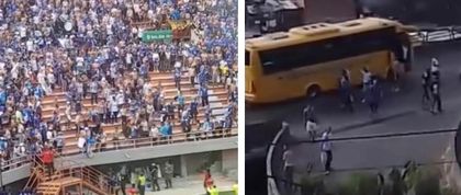 Imagen de  Hinchas de Millonarios que portaban 16 machetes y 21 armas blancas ocasionaron destrozos en Medellín