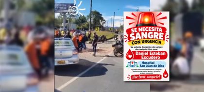 Imagen de Requieren donaciones de sangre para herido por siniestro vial en Rionegro