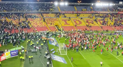 Imagen de  Brutal pelea entre hinchas en El Campín
