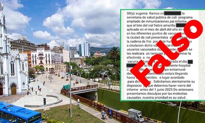 Vacuna contra fiebre amarilla en Cali no presenta fallas: Secretaría desmiente mensaje falso que circula por WhatsApp