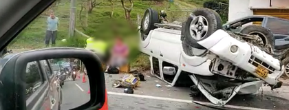 Imagen de  Tras volcamiento de un vehículo, peatón falleció en la autopista Medellín-Bogotá