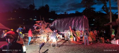 Imagen de  Dos muertos y un menor herido dejó accidente de un camión al parecer sin frenos en Caldas