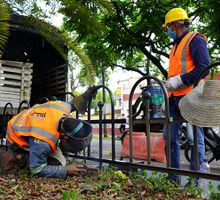 Con nuevas rejas ornamentales se recuperan los separadores viales de Cali