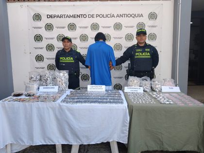 Imagen de Joven de 23 años fue capturado en Guarne con gran cantidad de sustancias ilícitas