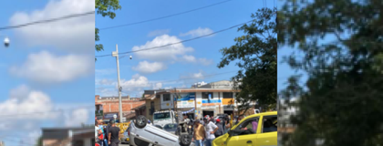 Imagen de Dos lesionados y un vehículo volcado dejó accidente de tránsito en Rionegro