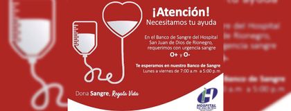 Imagen de  Banco de sangre del Hospital San Juan de Dios de Rionegro requiere donaciones con urgencia