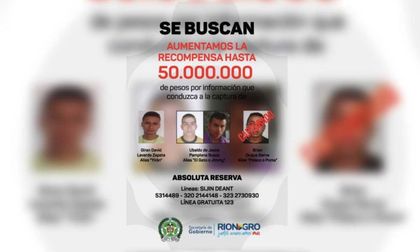 Imagen de  Ofrecen hasta 50 millones de pesos por los más buscados en Rionegro