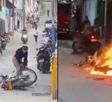 Video: mujer le incendió la moto a su pareja, al parecer, por episodio de infidelidad
