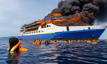 Imágenes fuertes: ferry con casi 300 personas se incendió; la mayoría se salvó