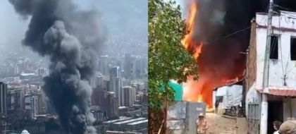 Imagen de En videos: incendio en el barrio Boston, en Medellín, cerca del parque principal