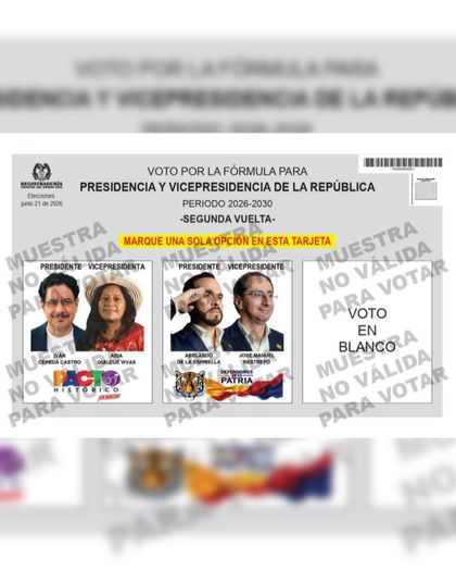 Imagen de  Así será el tarjetón de la segunda vuelta presidencial