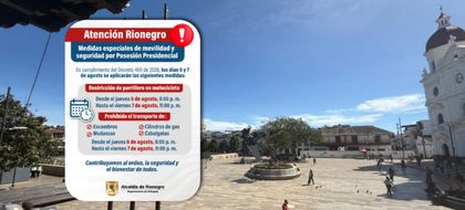 Imagen de  Rionegro restringe el parrillero en moto por posesión presidencial