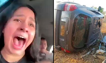 En video: jóvenes se volcaron en un vehículo por estar grabando un TikTok