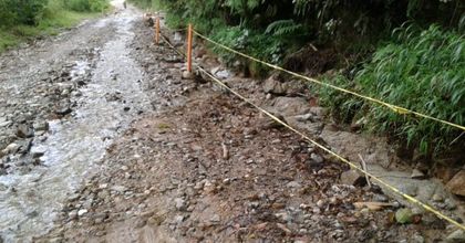 Tras fuerte aguacero, así quedó la vía Sonsón-Nariño