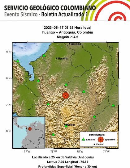 Imagen de  ¡Tembló en Antioquia! Este fue el municipio epicentro y la magnitud