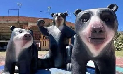 Municipio de Colombia reemplazó estatua de torero por la de osos andinos