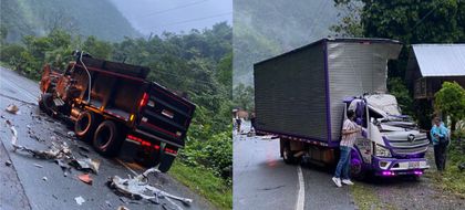Imagen de Dos vehículos de carga pesada colisionaron en la Autopista, a la altura de San Luis