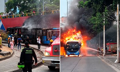 Bus articulado del MIO se incendió cerca de la Torre de Cali: pasajeros fueron evacuados a tiempo